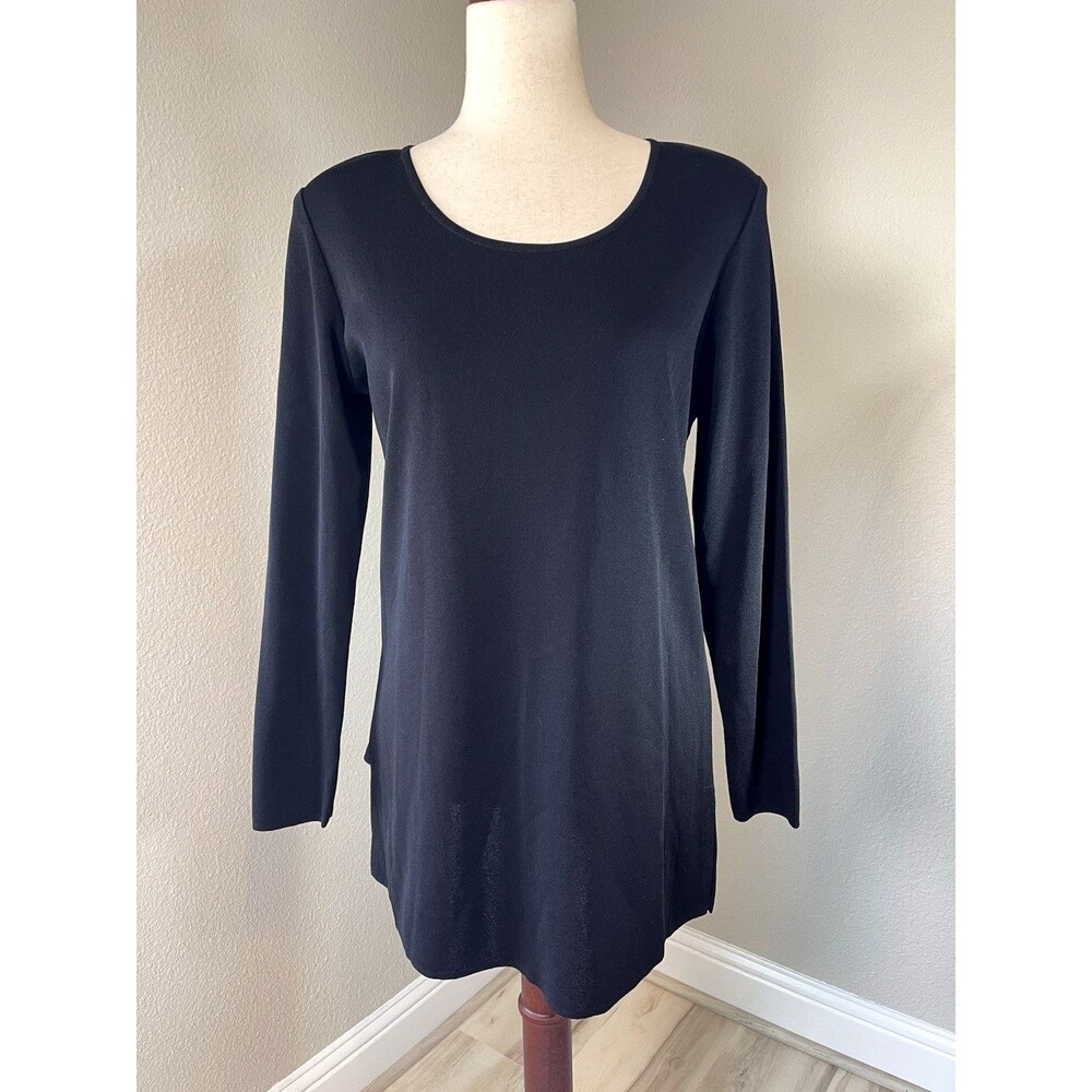 Exclusively Misook womens NEW long sleeve luxury scoopneck blouse Small